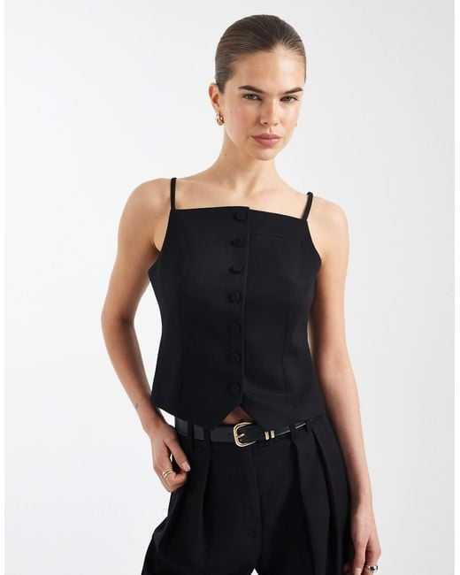 ASOS Black Tailored Button Through Cami Top