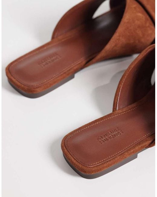 & Other Stories Gray Pure Leather And Suede Flat Criss Cross Sandal