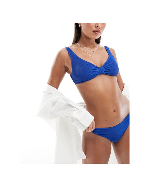 & Other Stories Blue Crinkle Triangle Knot Bikini Top