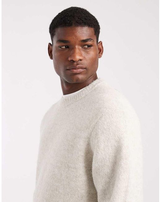 Only & Sons White Boxy Fit Crew Neck Knit for men