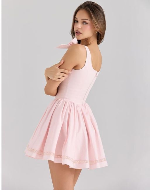 House Of Cb Pink Lyla Stretch Cotton Mini Dress