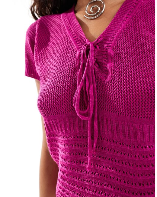 Daisy Street Purple Sheer Knit Top