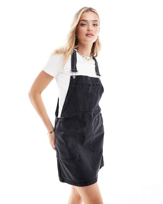 Don't Think Twice White Dtt Lucine Denim Pinafore Dress With Pockets