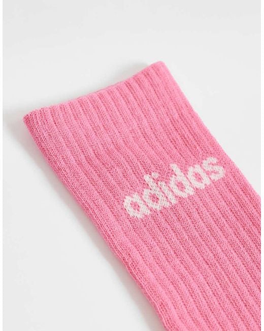 Adidas Originals Pink Three Stripes Studios Crew Socks
