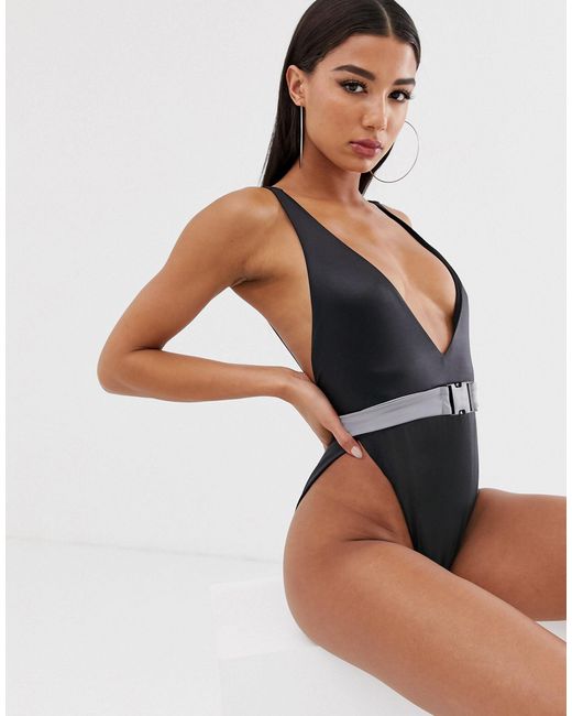 black high leg swimming costume