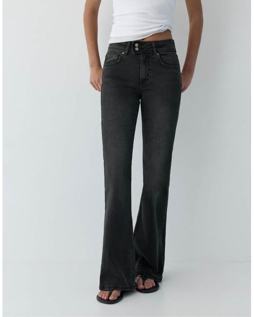 Pull&Bear Black Low-rise Bootcut Jeans
