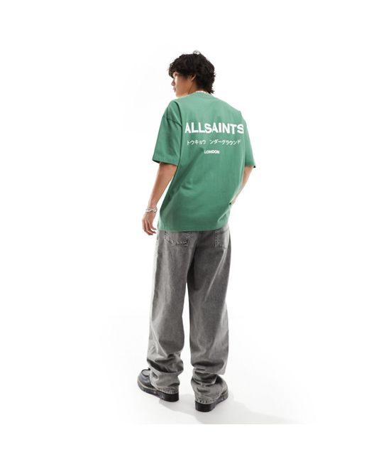 In esclusiva per asos - - underground - t-shirt oversize di AllSaints in Green da Uomo