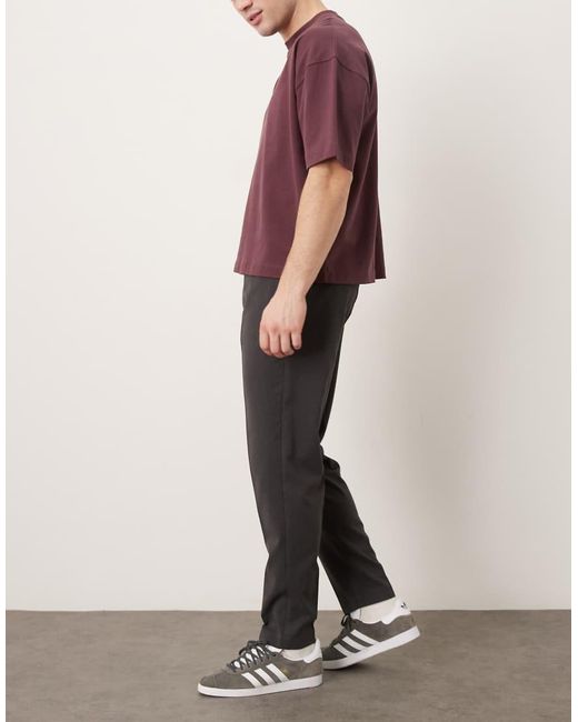 ASOS Gray Tailored Flannel Pull On Tapered Trousers for men