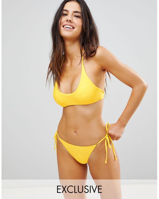 South Beach Yellow – Exklusive, knapp geschnittene Bikinihose mit seitlichen Bindebändern