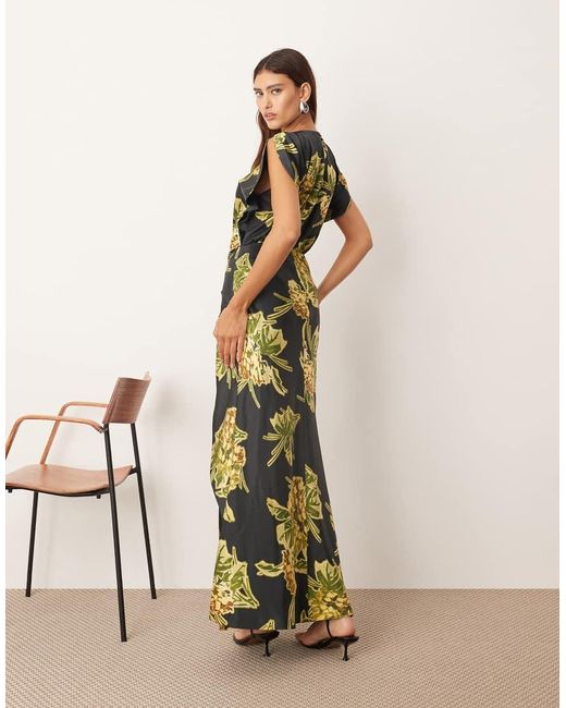 ARRANGE Natural Drape Split Sleeve Maxi Dress With Metal Trim