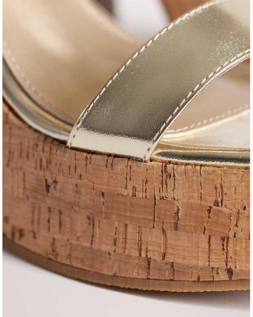 South Beach Metallic Double Buckle Wedge Sandals