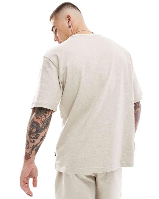Only & Sons Natural Relaxed Fit Textured T-shirt Co-ord for men