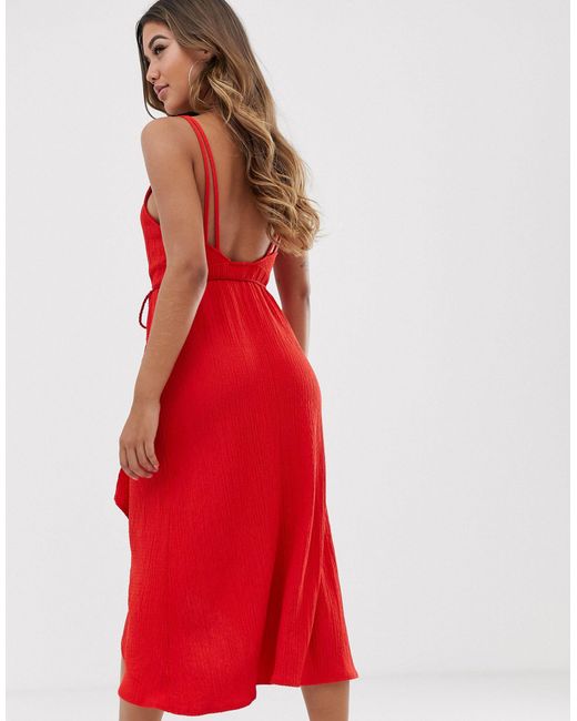 red wrap sundress