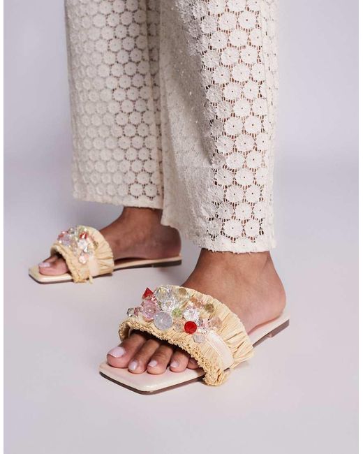 SIMMI Gray Simmi London Lamar Embellished Strap Flat Sandals