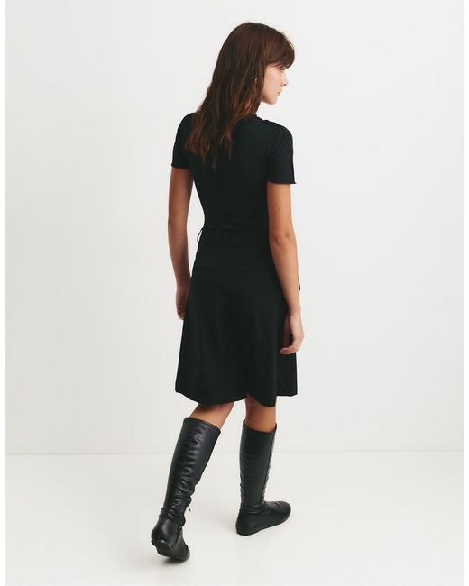 Pull&Bear Black Knot Detail Neckline Bodysuit