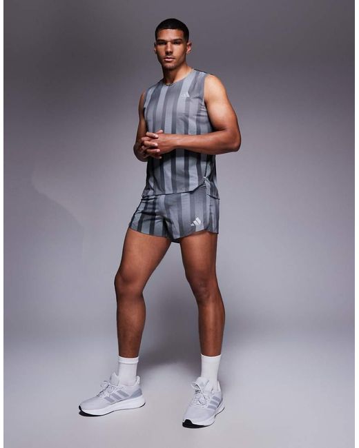 Adidas Originals Blue Adidas Running Adizero Shorts With Print for men
