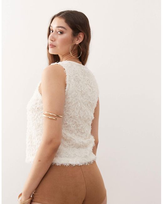 Miss Selfridge Natural Festival Ruffle Tie Front Waistcoat