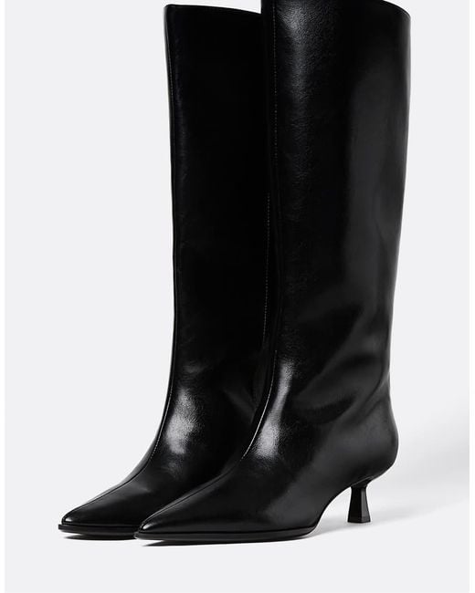Stradivarius Black Kitten Heel Boot