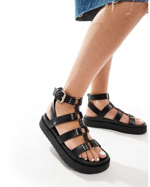 Bershka Black Gladiator Platform Sandals