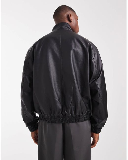 Veste bomber en similicuir - délavé ASOS pour homme en coloris Blue