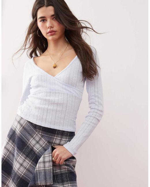 Miss Selfridge Pink Pointelle Wrap Top