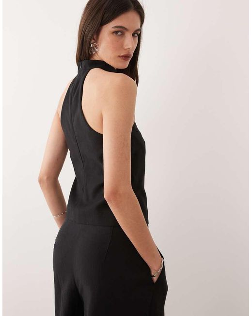Mango Black Maris Sleeveless Top With Neck Detail