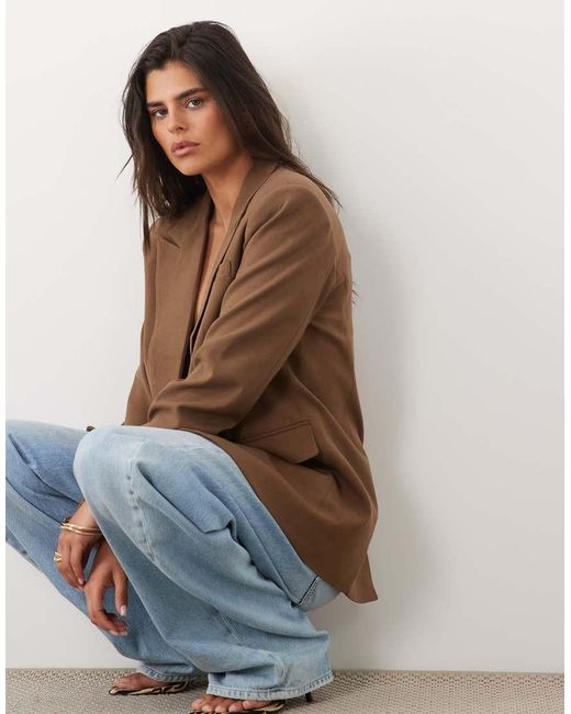 Nobody's Child Blue Tailored Oversized Single Breasted Blazer