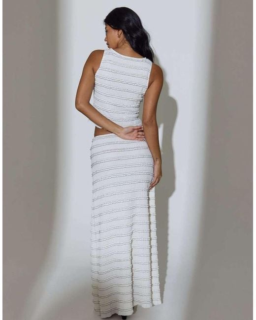 South Beach White Textured Frill Sleeveless Top