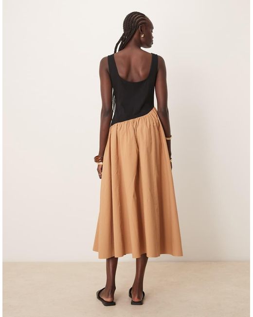 ASOS Natural Square Neck Hybrid Maxi Sundress With Asymmetric Dropped Waist