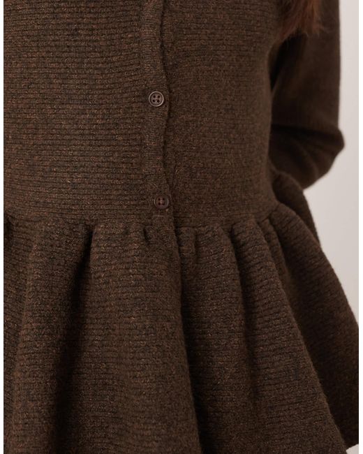ASOS Brown Structured Peplum Hem Cardigan