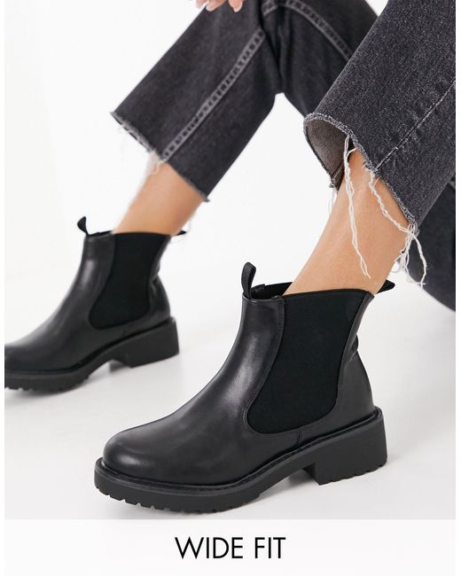 London Rebel Rubber Chelsea Enkellaarzen Met Brede Pasvorm in het Zwart -  Lyst