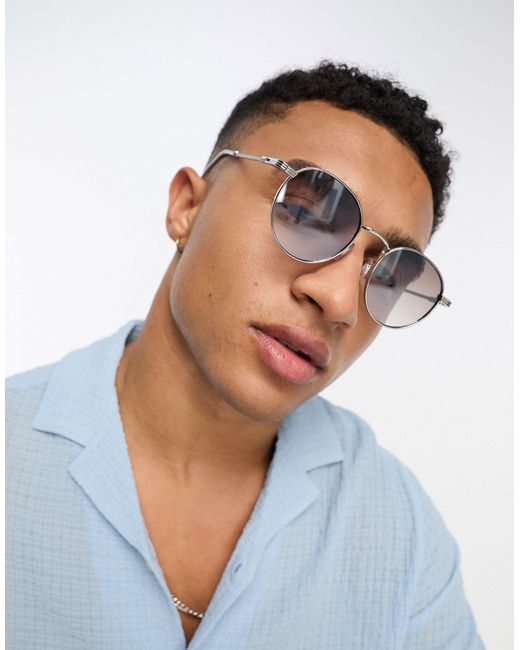 River Island Mirror Lens Sunglasses in Blue for Men | Lyst UK