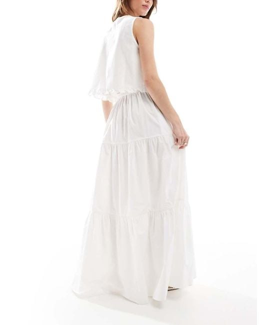 ASOS White Tiered Boho Maxi Skirt