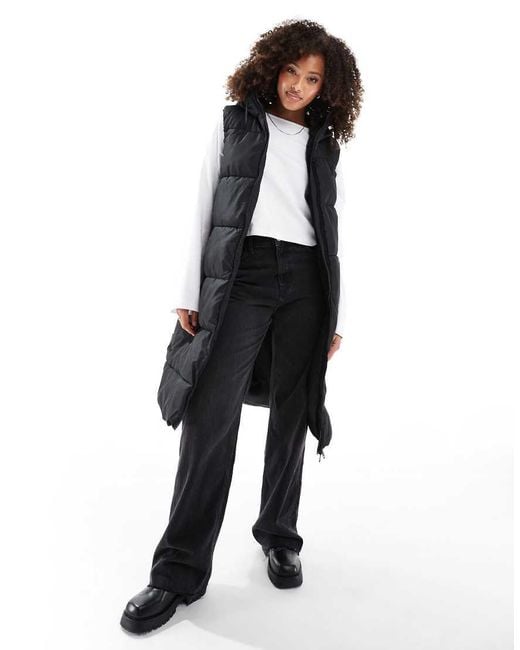 Chaleco Largo Acolchado De Vero Moda de color Black