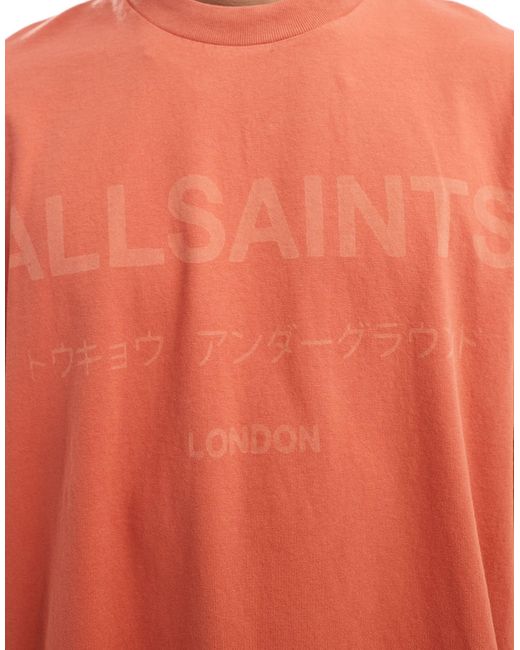 AllSaints – laser – oversize-t-shirt in Red für Herren