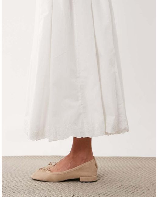 ASOS White Embroidered Hem Co-ord Midi Skirt