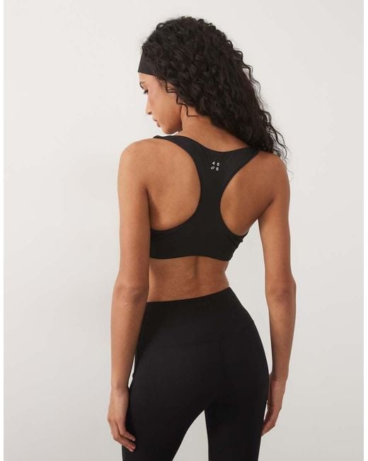 4505 Black Active Scoop Neck Racer Back Medium Support Sports Bra