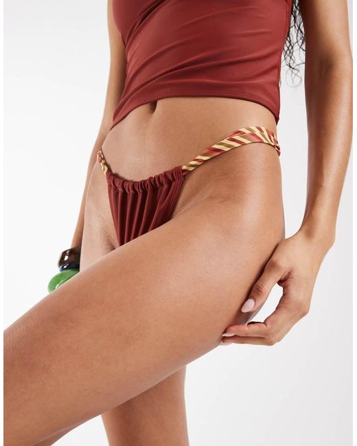 Reclaimed Vintage White Bikini Bottoms With Ruched Sides