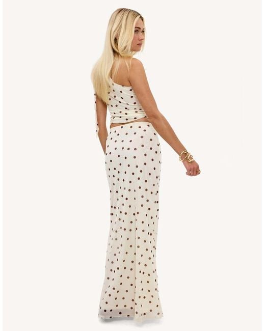 Loavies White Enchanted Hideaway Off- Maxi Skirt With Polka Dots