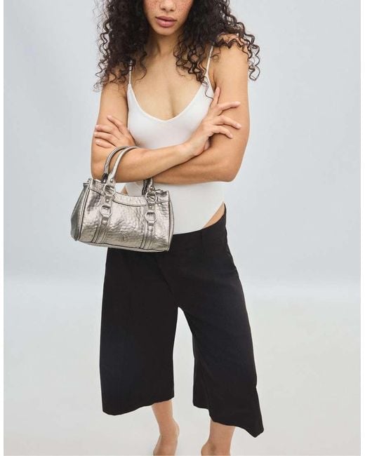 Stradivarius White Small Bowling Bag