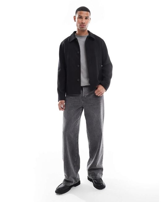 Jack & Jones Blue Boxy Wool Blend Jacket for men