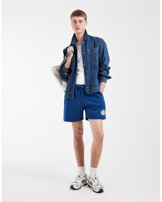 ASOS Blue Oversized Jersey Short With Graphic for men