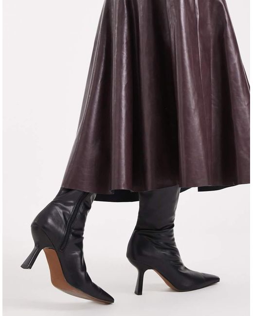 French Connection Red Pu Fluted Midi Skirt