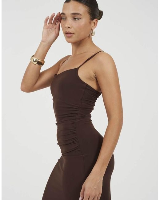 Brave Soul Brown Strappy Square Neck Midi Dress