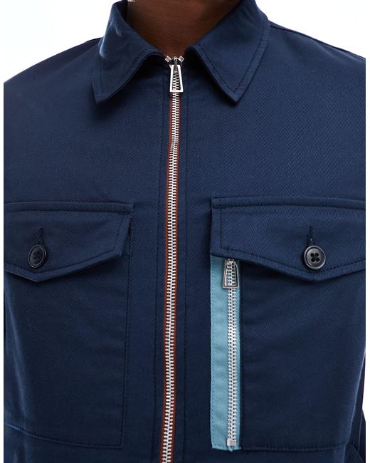 Veste style workwear à poches et détail bande PS by Paul Smith pour homme en coloris Blue