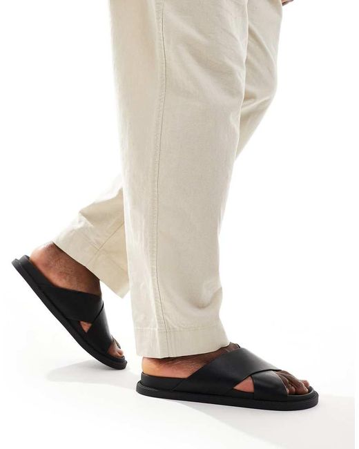 ASOS Black Cross Over Strap Sandals for men