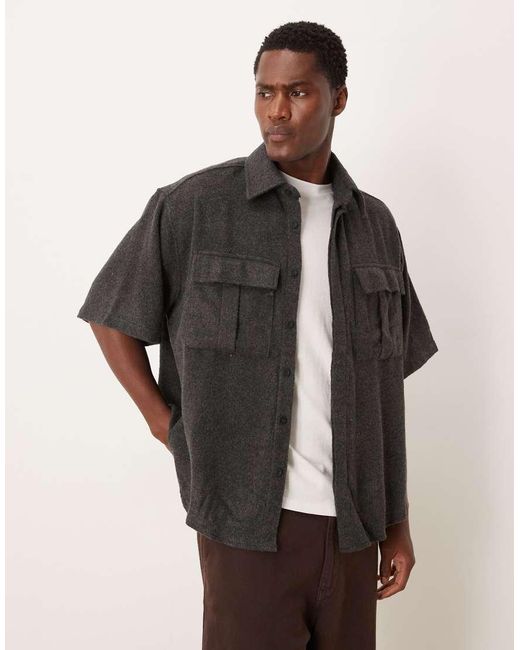 ASOS Gray Brushed Oversized Utility Shirt for men
