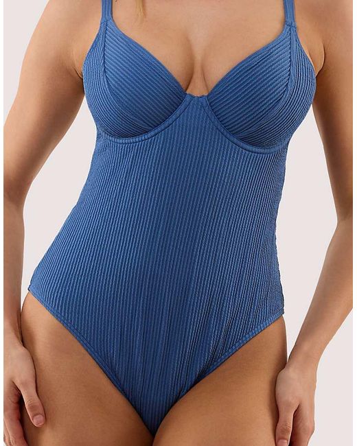 Peek & Beau Blue Hattie Crinkle Underwired Swimsuit