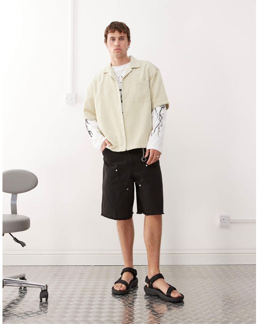 Weekday Natural Oversized Cord Revere Shirt for men
