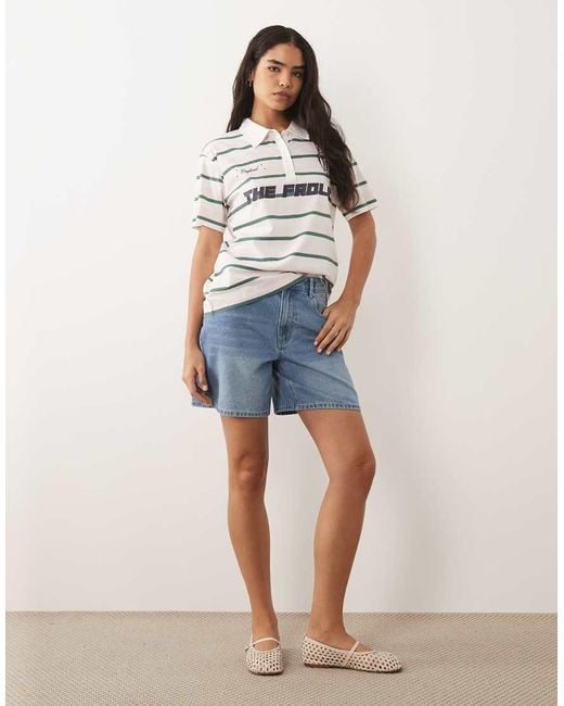 The Frolic White Exclusive Collared Graphic Front Football Jersey T-Shirt